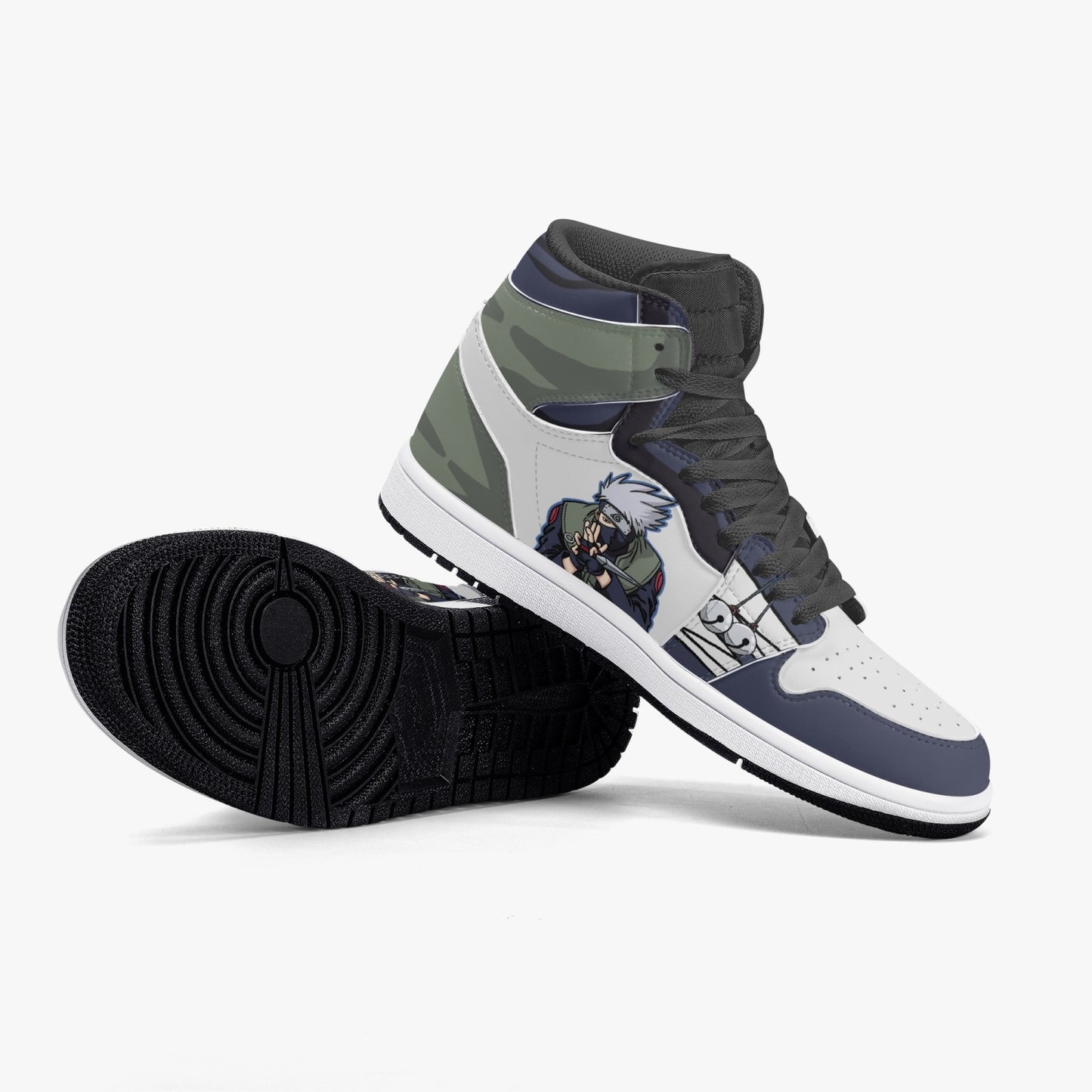 Kakashi AJ1 Black High-Top Leather Sneakers