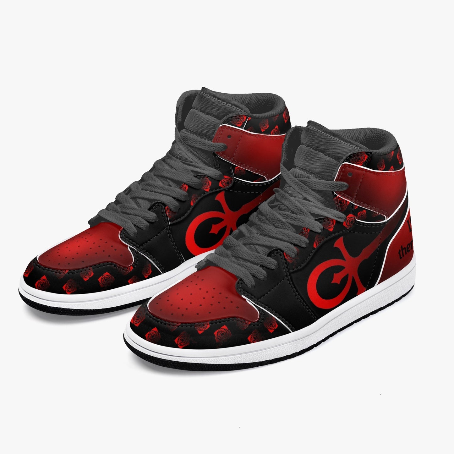 Custom Vampire AJ1 Black High-Top Leather Sneakers