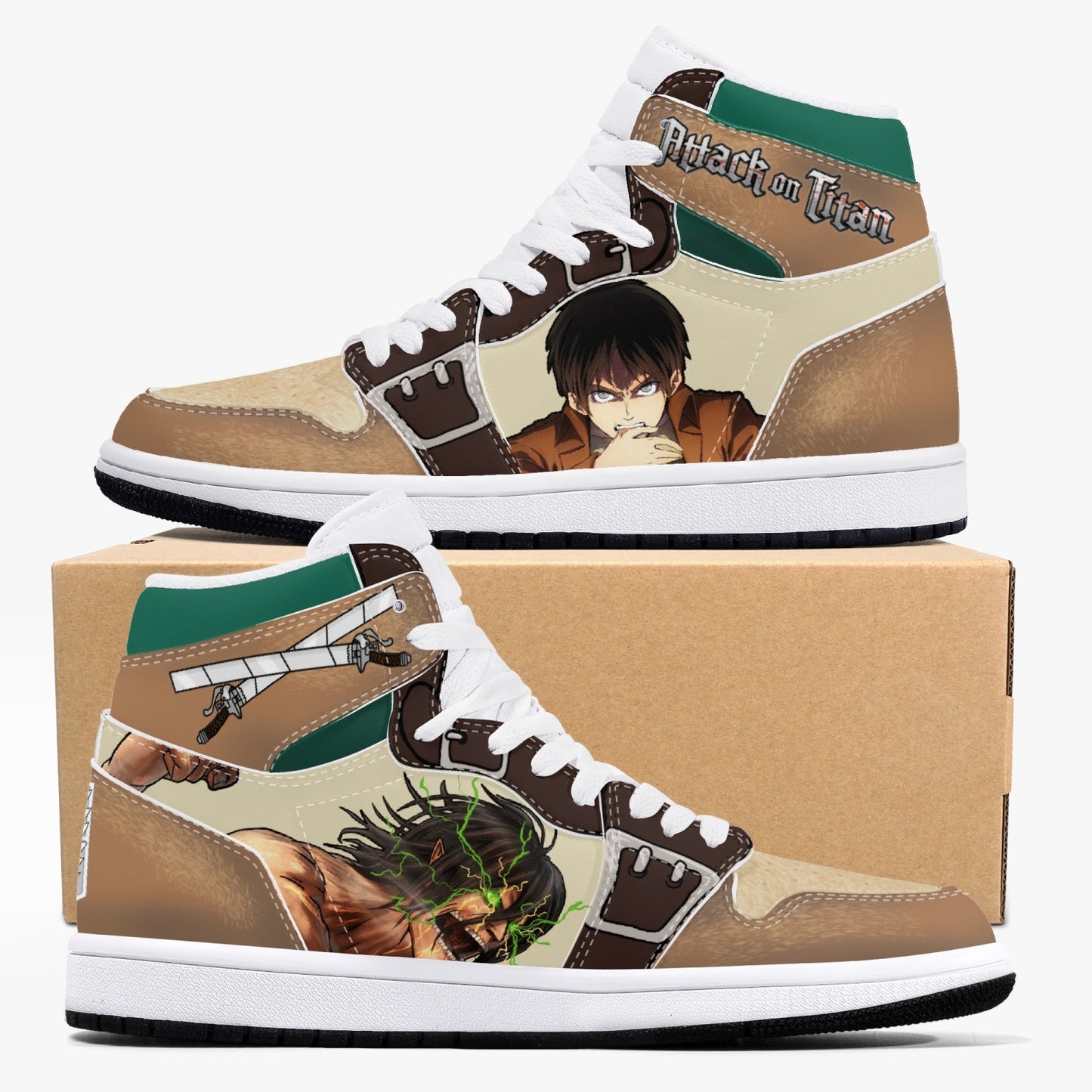 Eren Yeager Attack on Titan AJ1 Black High-Top Leather Sneakers