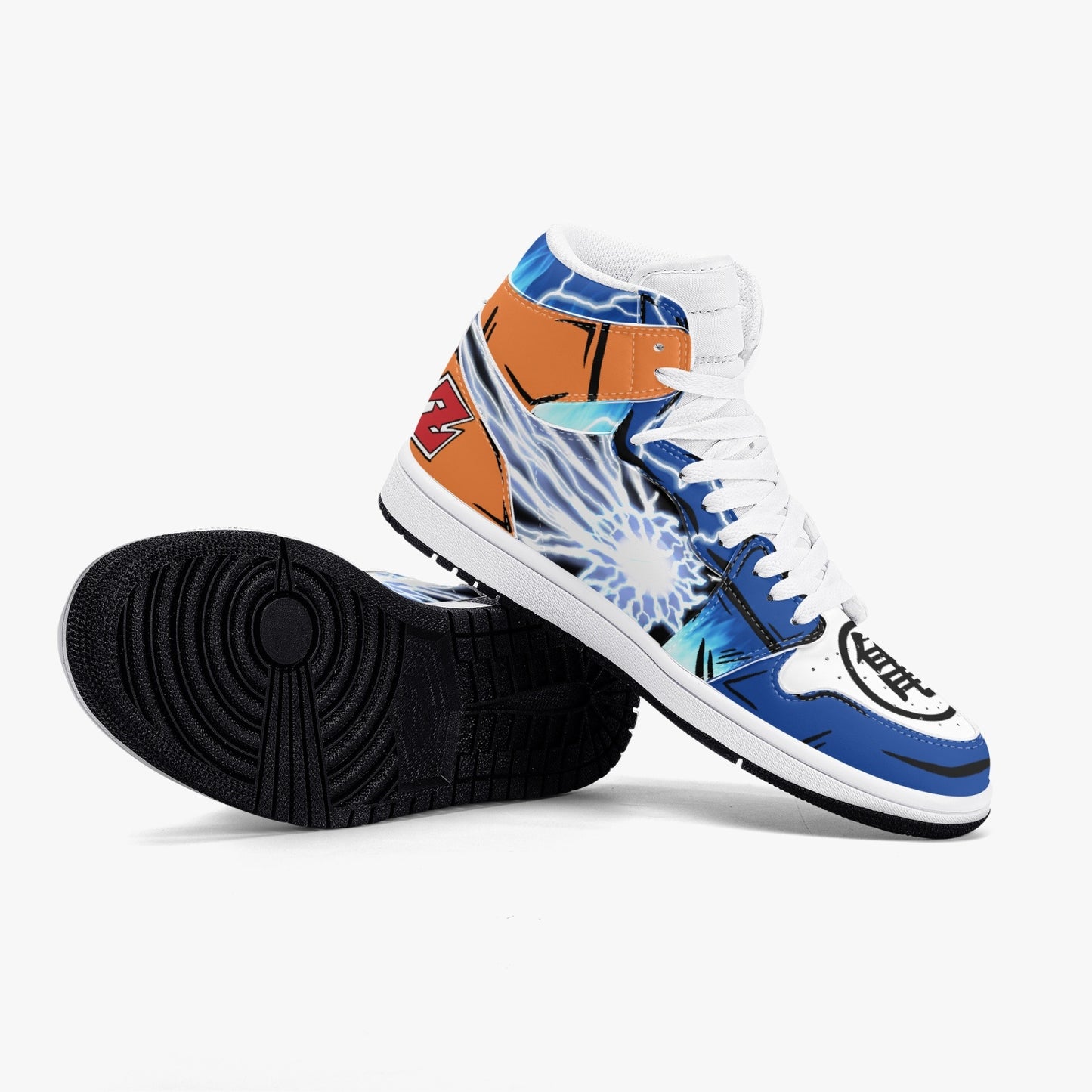 Goku Blue AJ1 Black High-Top Leather Sneakers