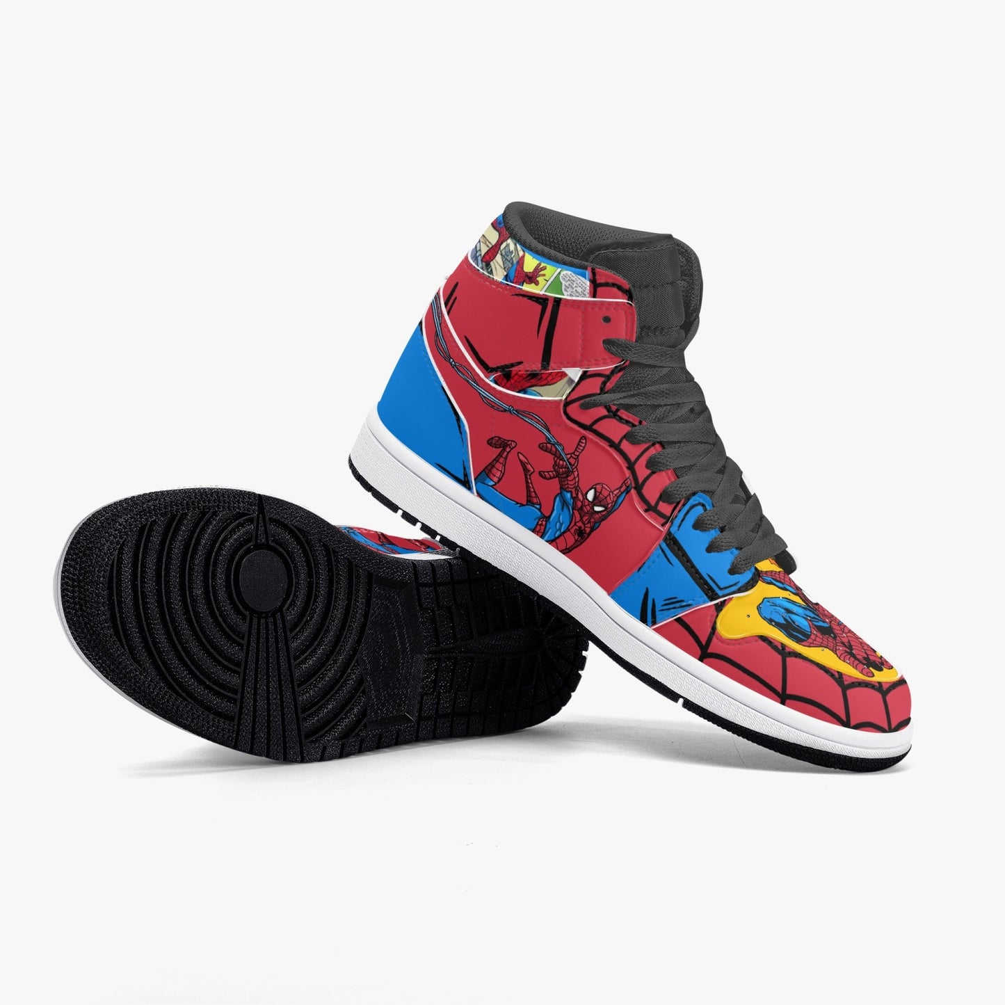 Spider-man AJ1 Black High-Top Leather Sneakers