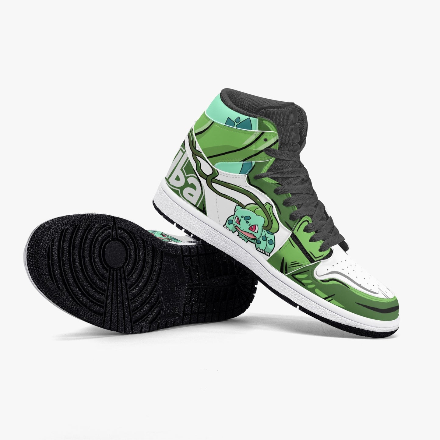 Bulbasaur AJ1 Black High-Top Leather Sneakers