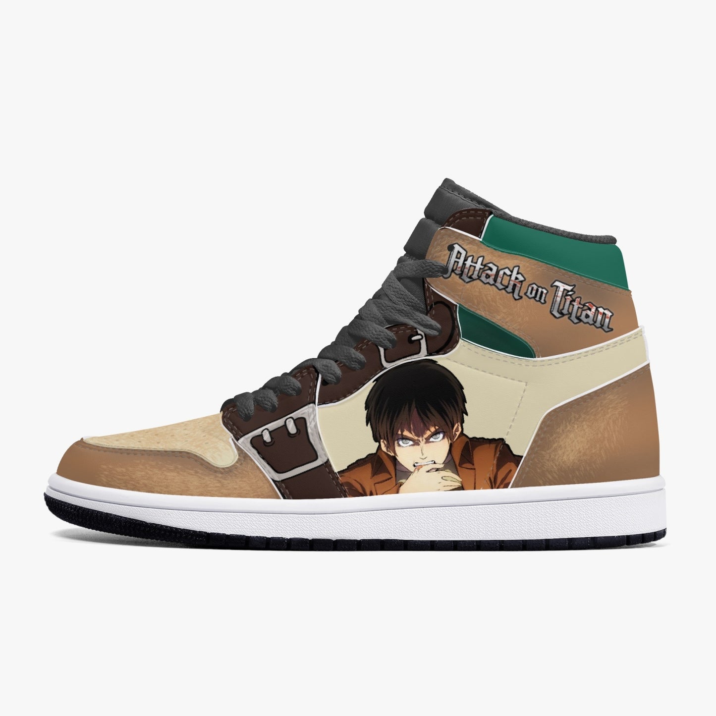 Eren Yeager Attack on Titan AJ1 Black High-Top Leather Sneakers