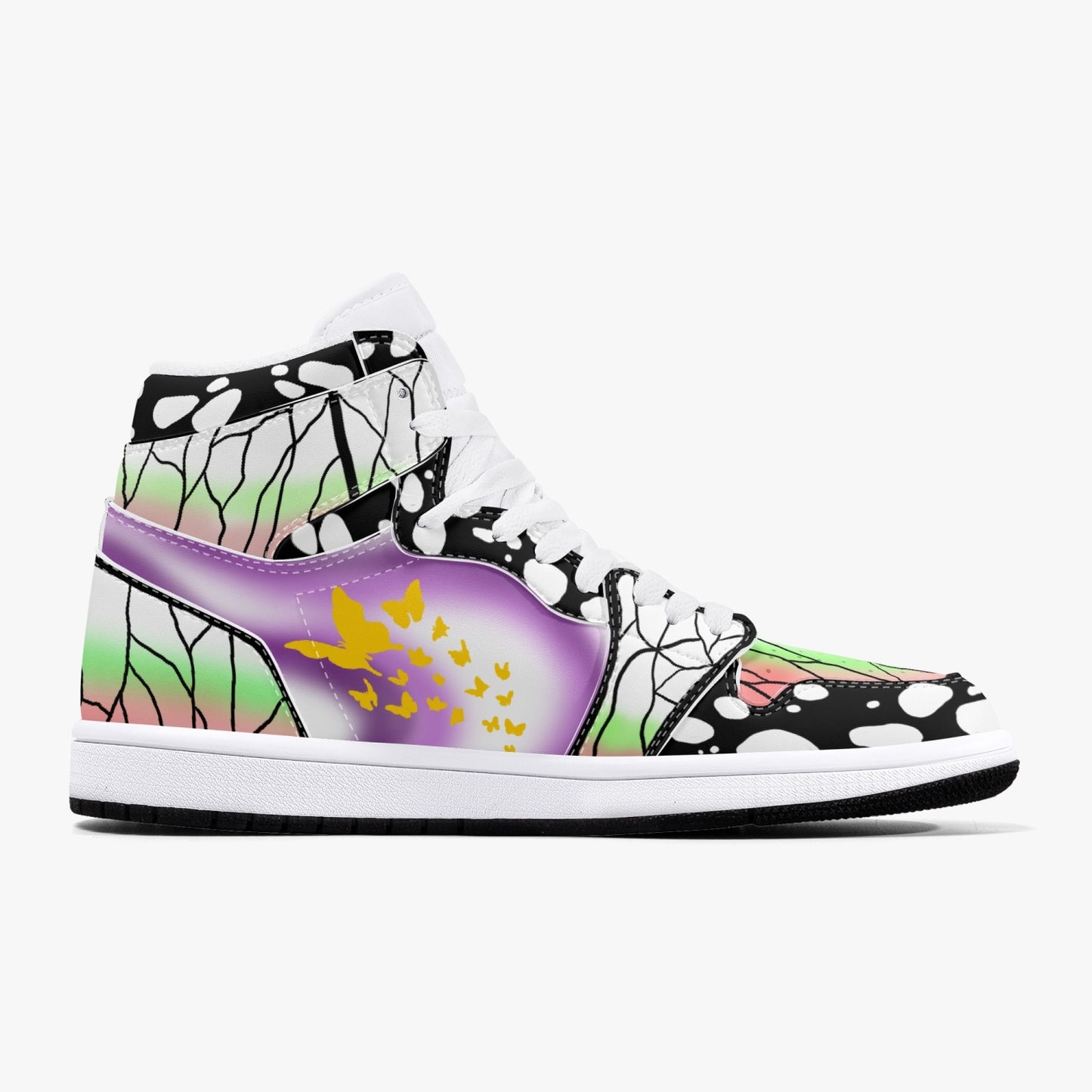 Shinobu Demon Slayer AJ1 Black High-Top Leather Sneakers