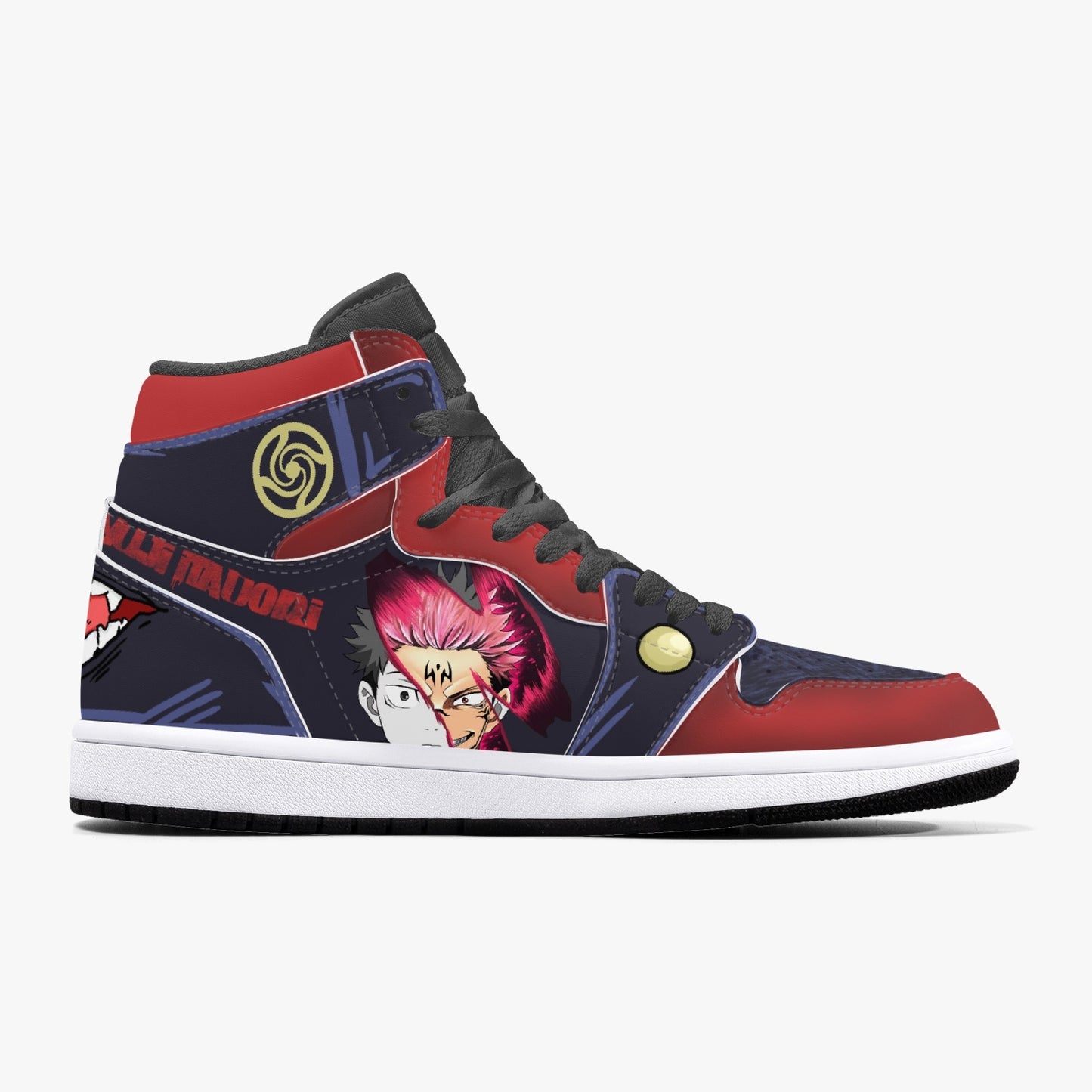 Jujutsu kaisen yuji Itadori AJ1 Black High-Top Leather Sneakers