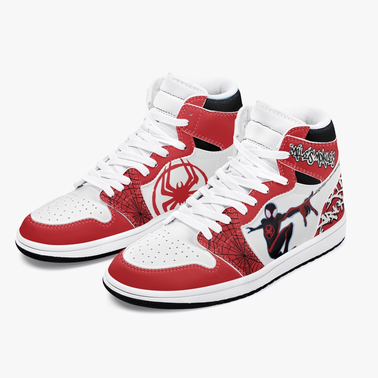 Miles Morales AJ1 Black High-Top Leather Sneakers