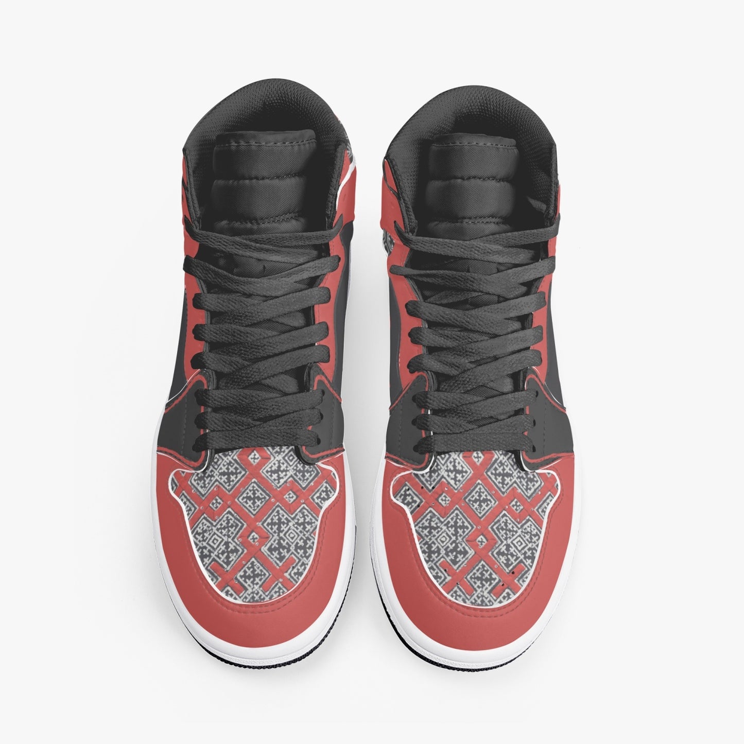 Hmong Inspired AJ1 Black High-Top Leather Sneakers