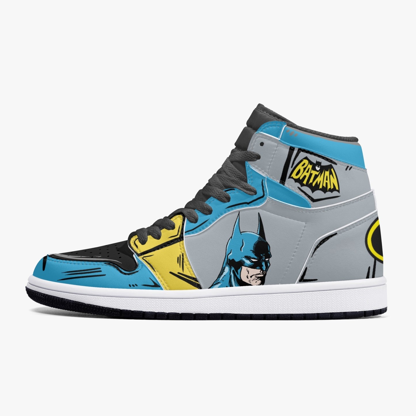 Batman AJ1 Black High-Top Leather Sneakers