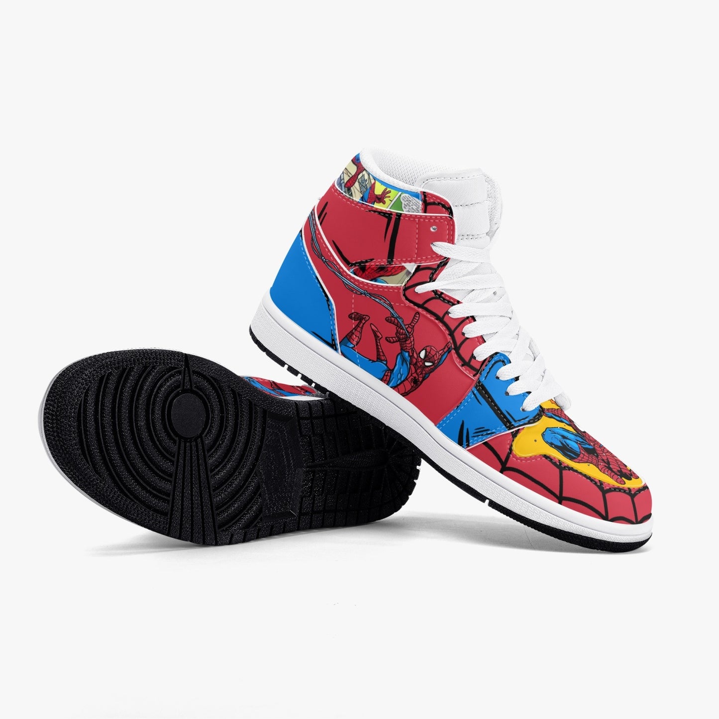 Spider-man AJ1 Black High-Top Leather Sneakers