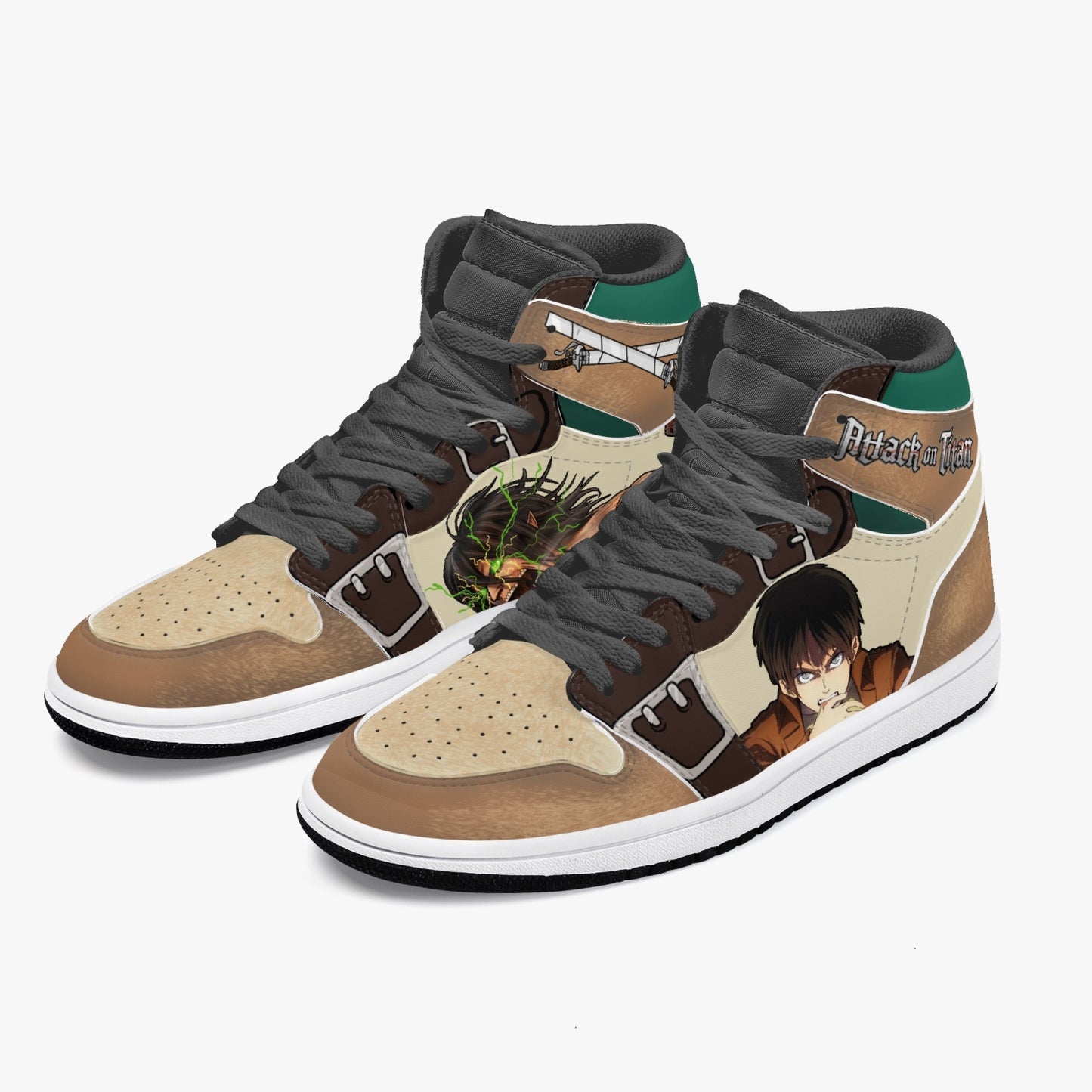 Eren Yeager Attack on Titan AJ1 Black High-Top Leather Sneakers