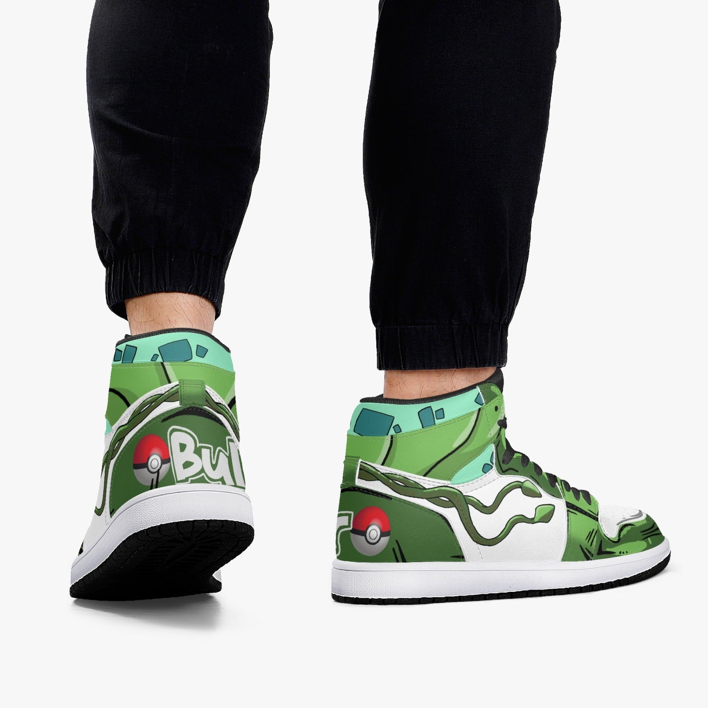 Bulbasaur AJ1 Black High-Top Leather Sneakers