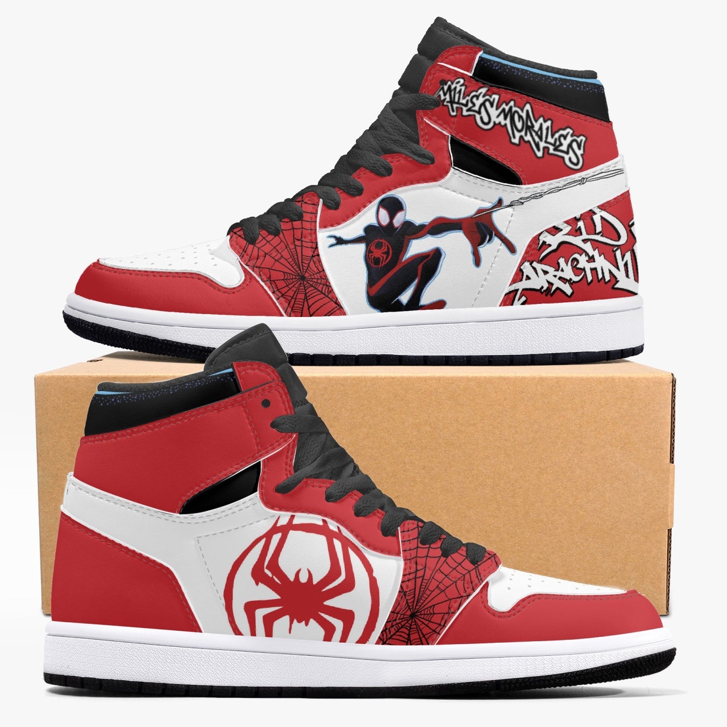 Miles Morales AJ1 Black High-Top Leather Sneakers