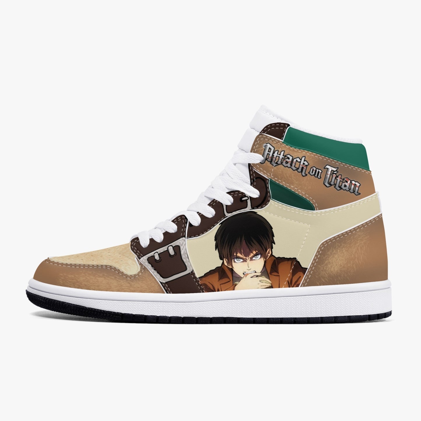 Eren Yeager Attack on Titan AJ1 Black High-Top Leather Sneakers