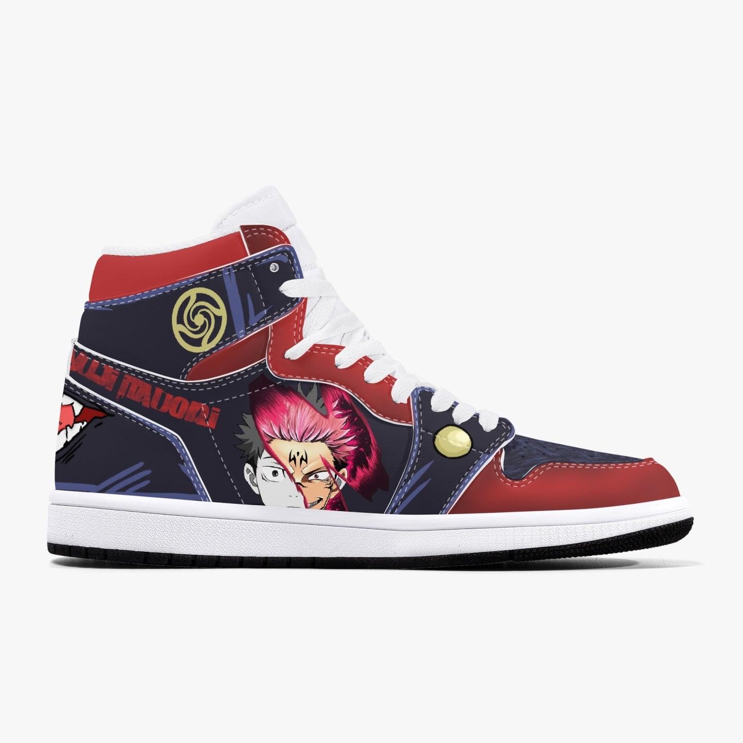 Jujutsu kaisen yuji Itadori AJ1 Black High-Top Leather Sneakers