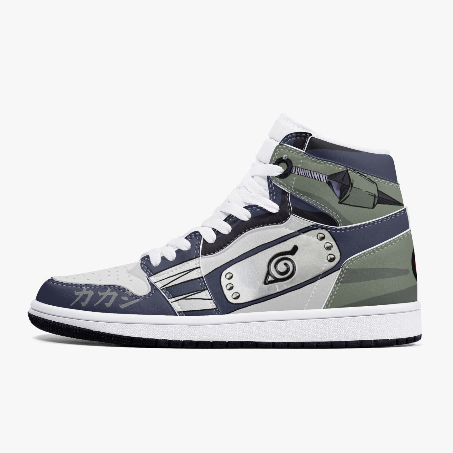 Kakashi AJ1 Black High-Top Leather Sneakers