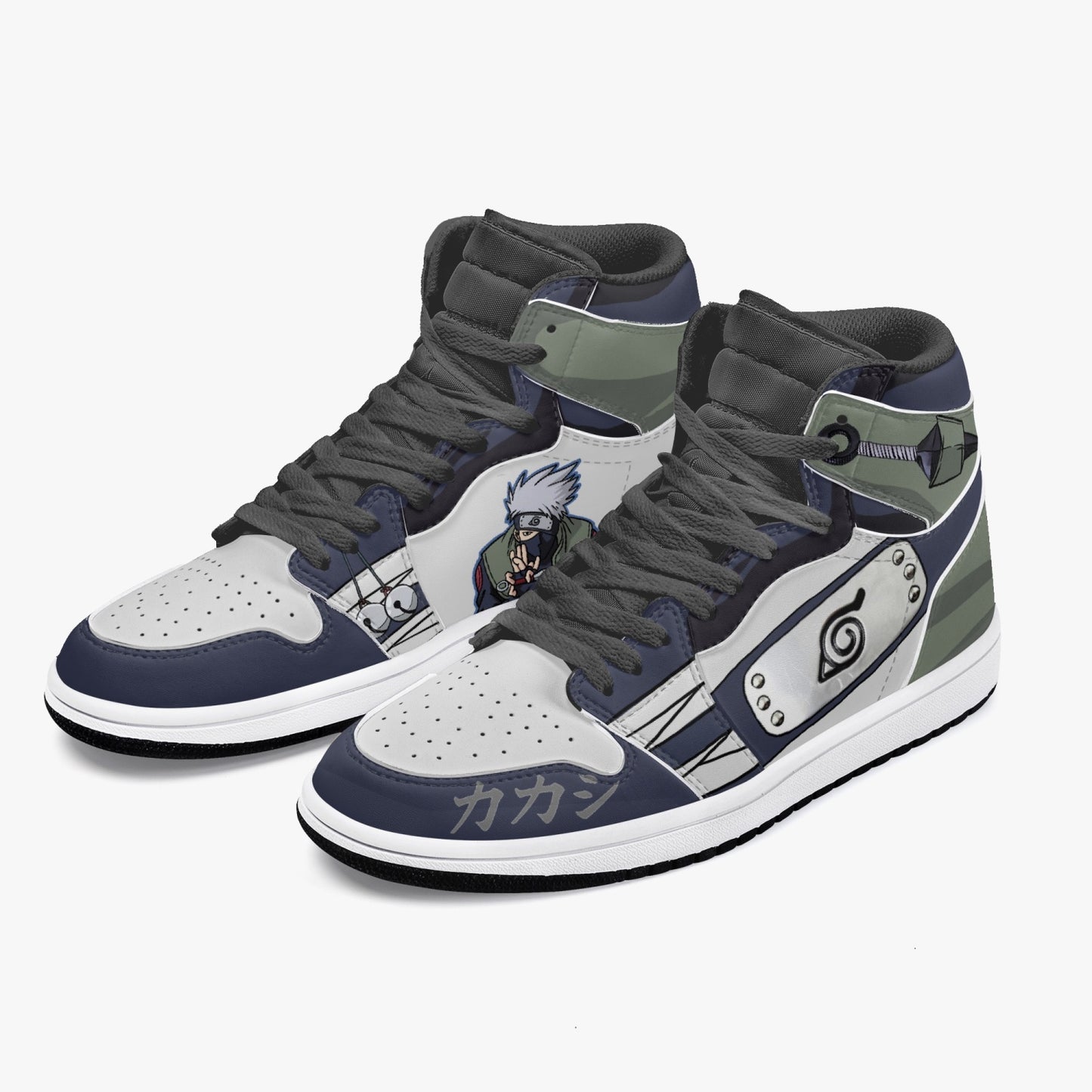 Kakashi AJ1 Black High-Top Leather Sneakers