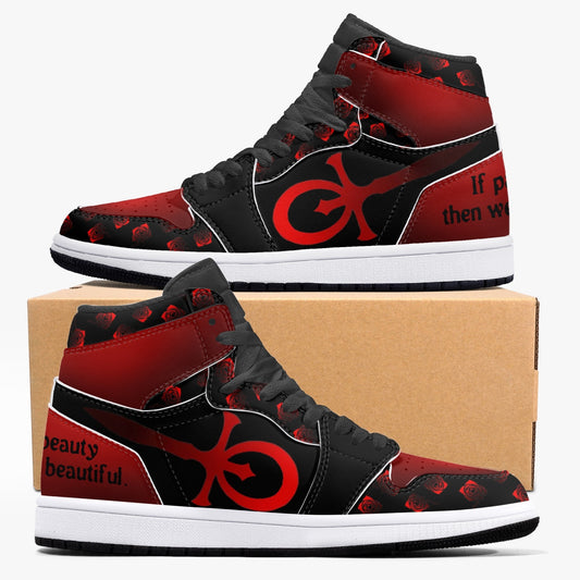 Custom Vampire AJ1 Black High-Top Leather Sneakers