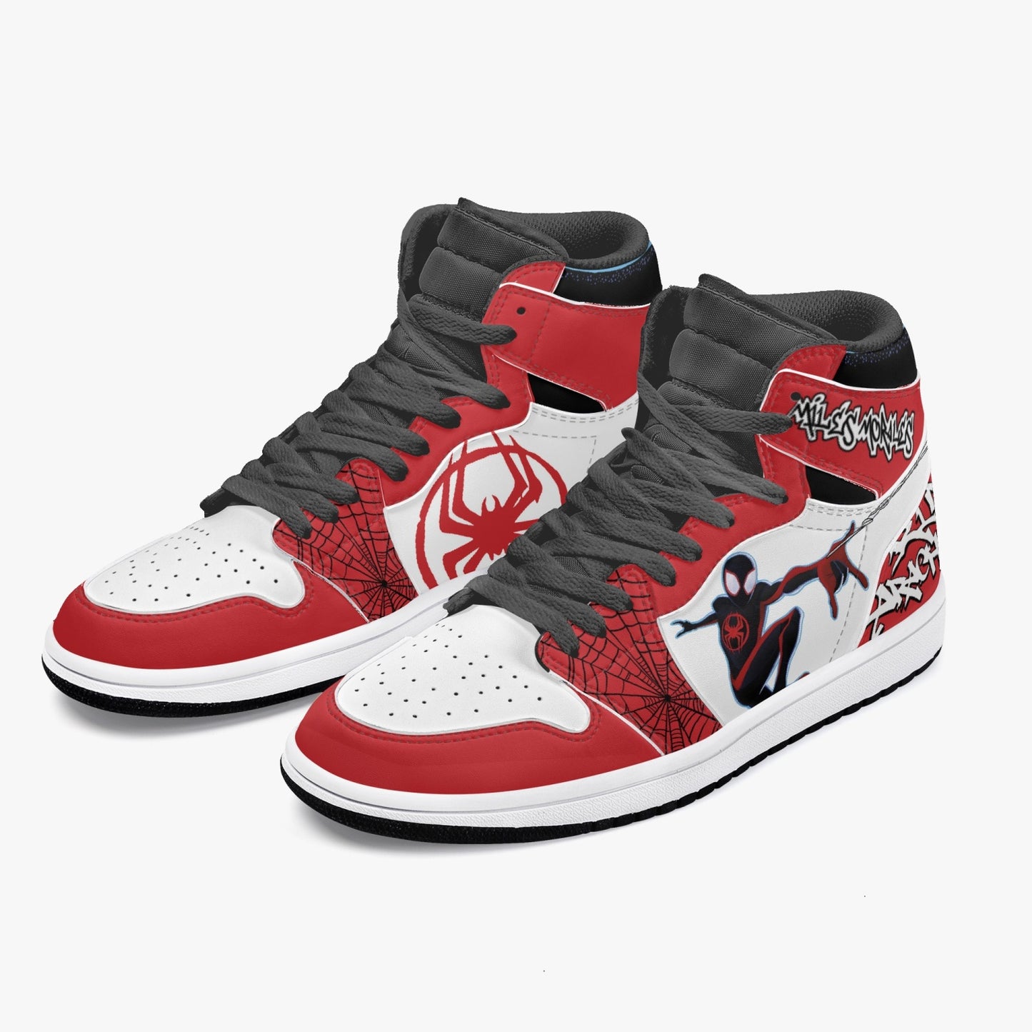 Miles Morales AJ1 Black High-Top Leather Sneakers