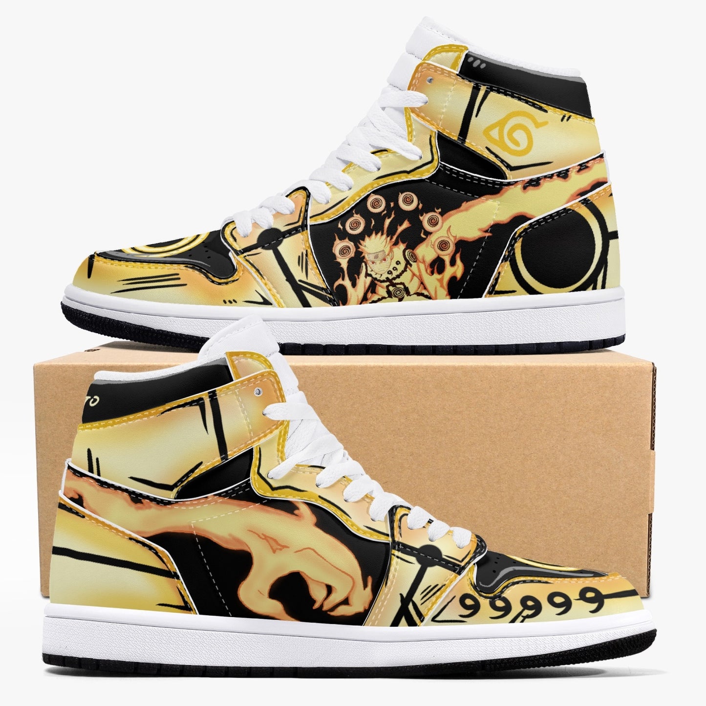 Naruto bijuu mode AJ1 Black High-Top Leather Sneakers