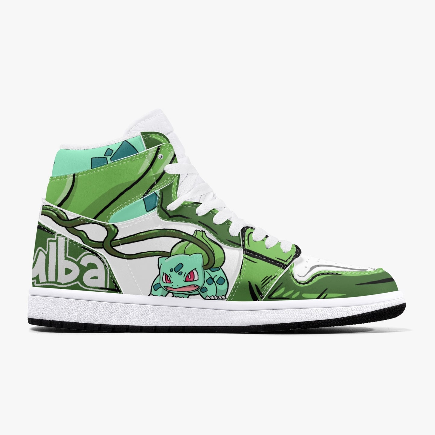 Bulbasaur AJ1 Black High-Top Leather Sneakers