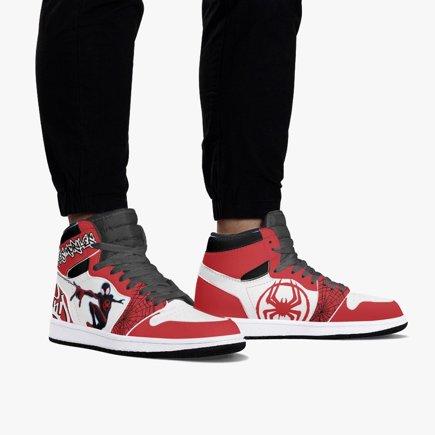 Miles Morales AJ1 Black High-Top Leather Sneakers