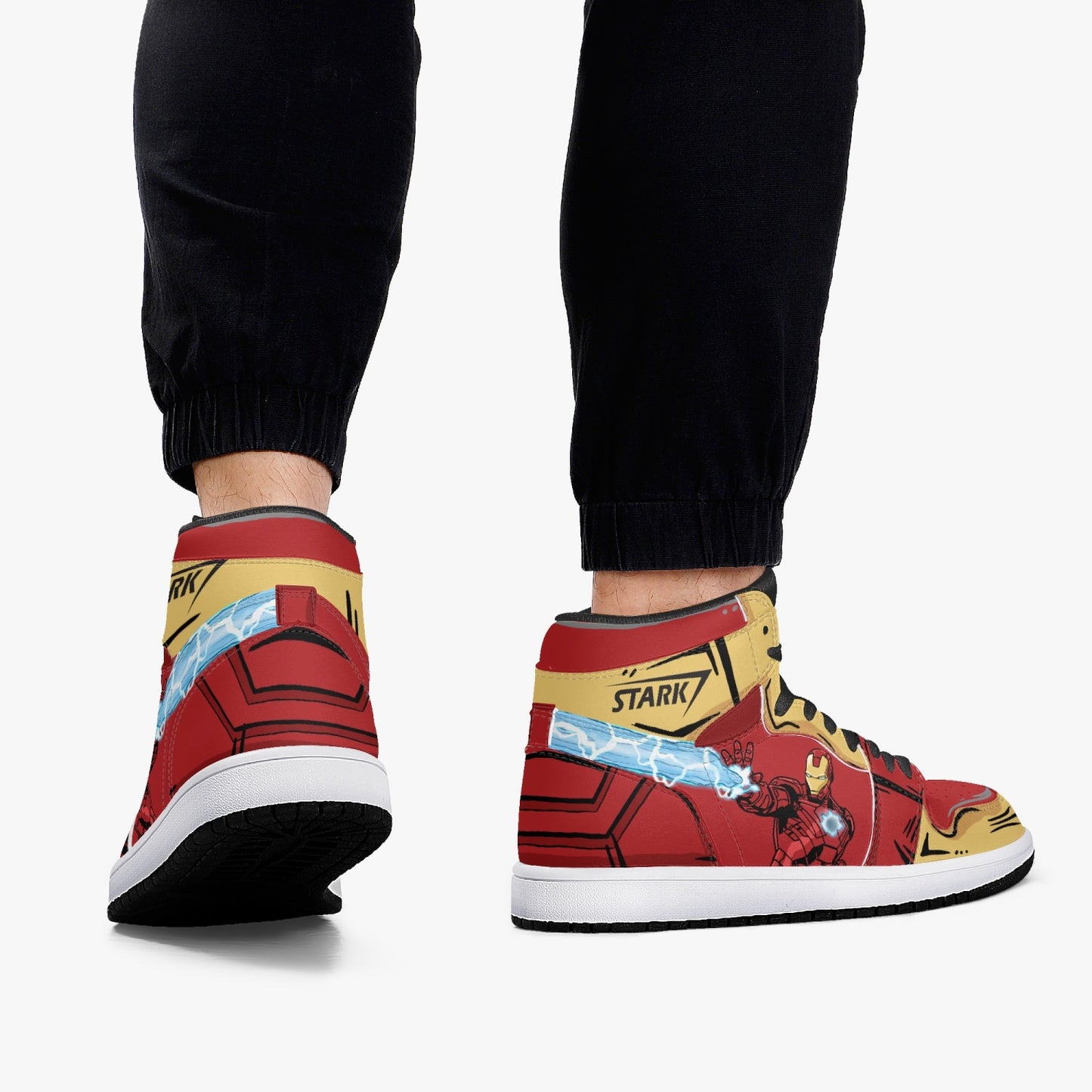 Iron Man AJ1 Black High-Top Leather Sneakers