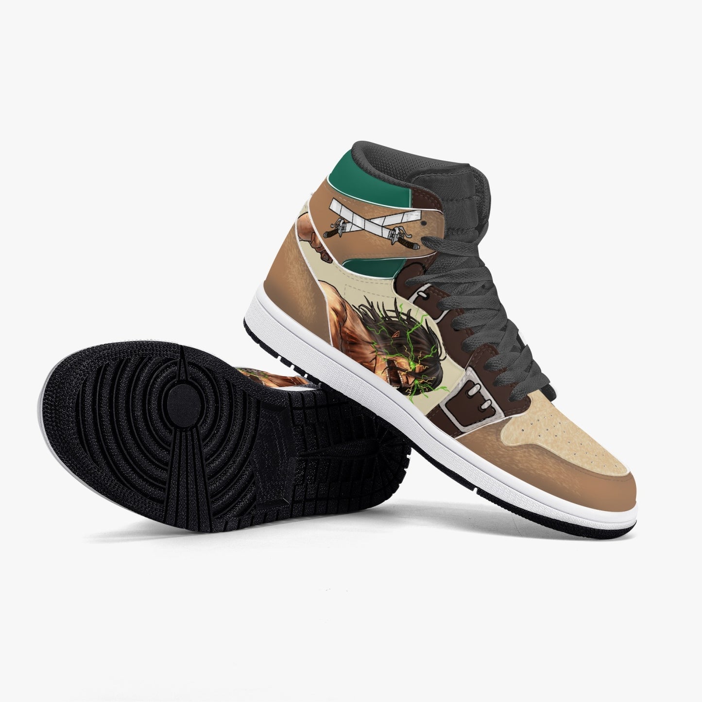 Eren Yeager Attack on Titan AJ1 Black High-Top Leather Sneakers