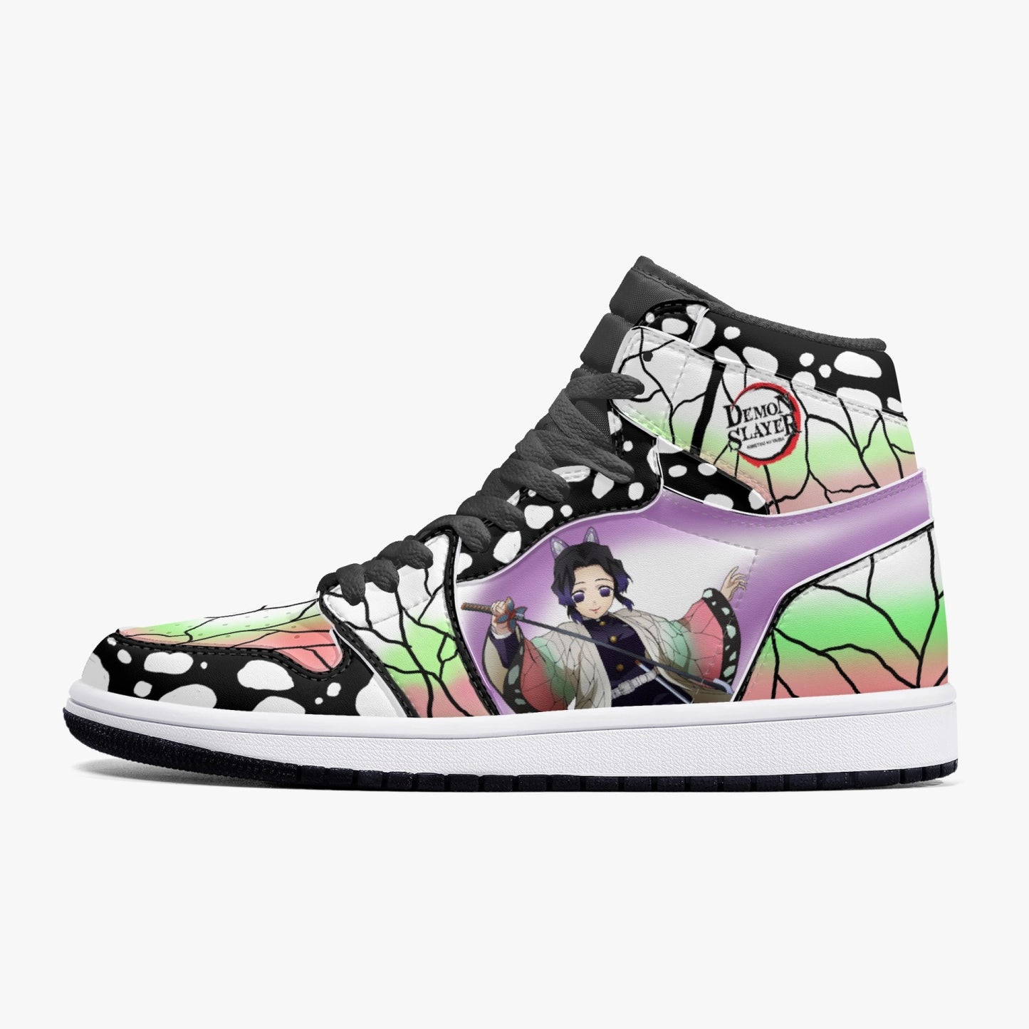 Shinobu Demon Slayer AJ1 Black High-Top Leather Sneakers