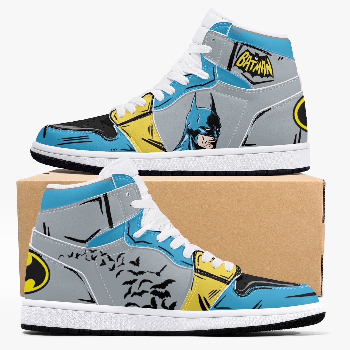 Batman AJ1 Black High-Top Leather Sneakers