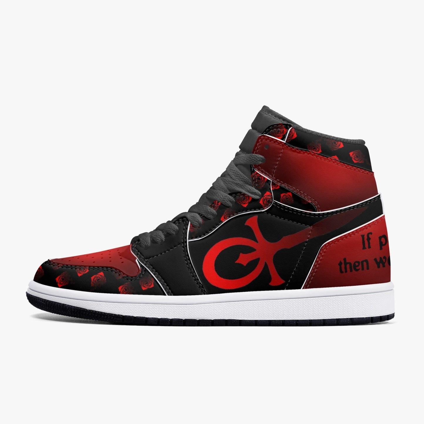 Custom Vampire AJ1 Black High-Top Leather Sneakers