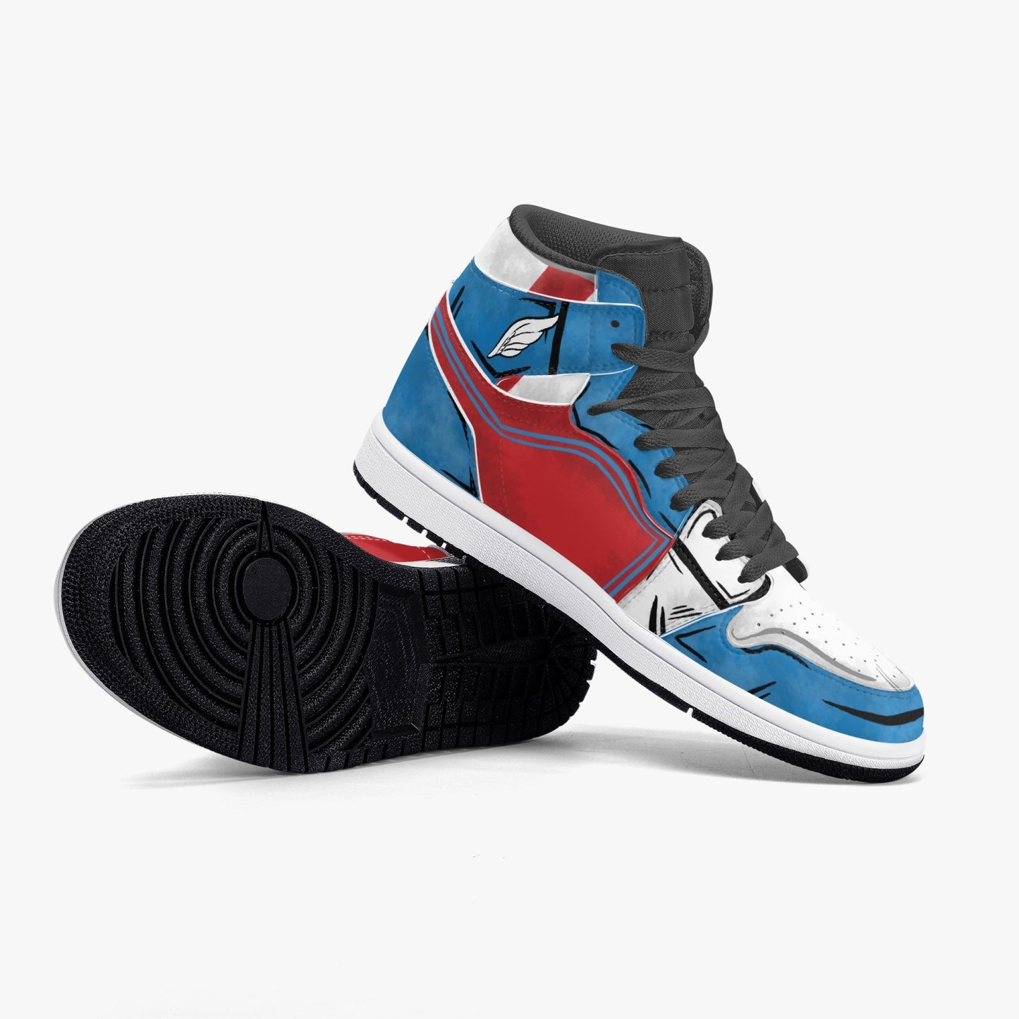 Captain America AJ1 Black High-Top Leather Sneakers