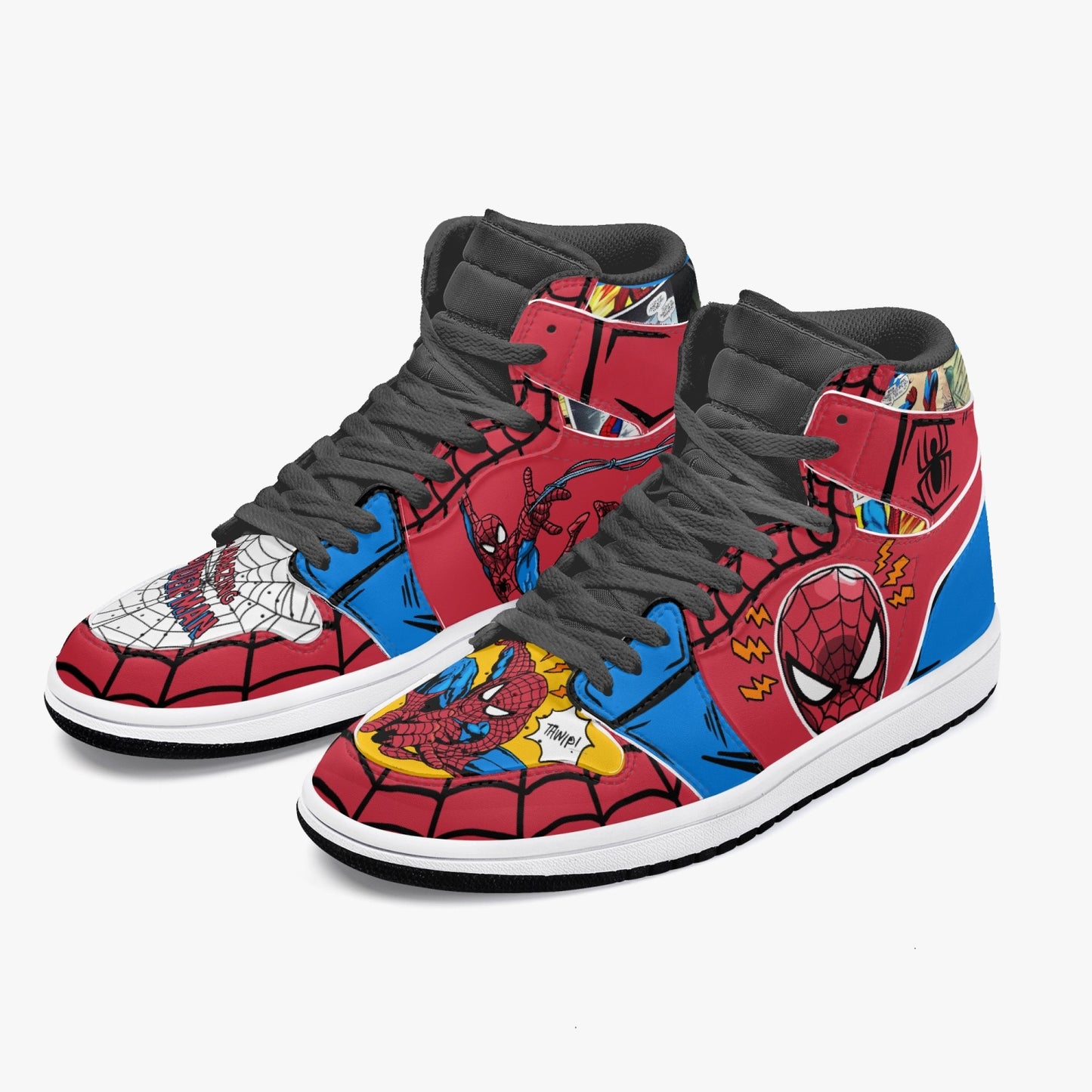 Spider-man AJ1 Black High-Top Leather Sneakers