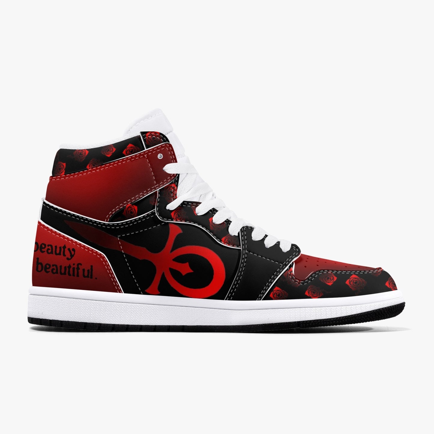 Custom Vampire AJ1 Black High-Top Leather Sneakers