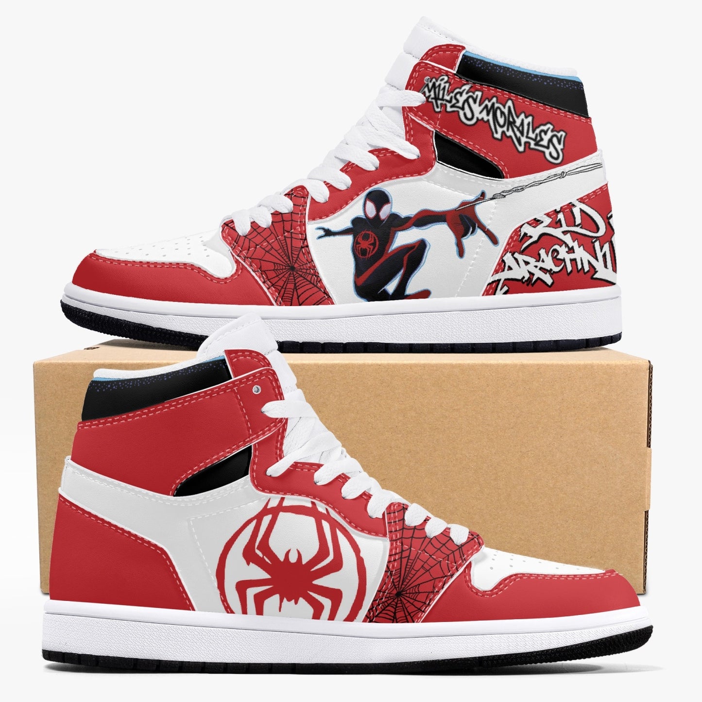 Miles Morales AJ1 Black High-Top Leather Sneakers