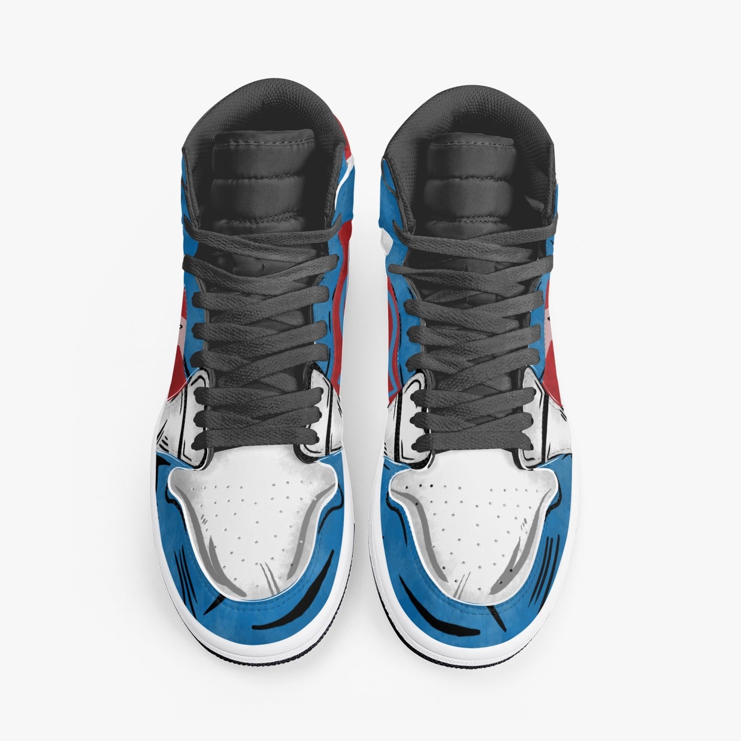 Captain America AJ1 Black High-Top Leather Sneakers