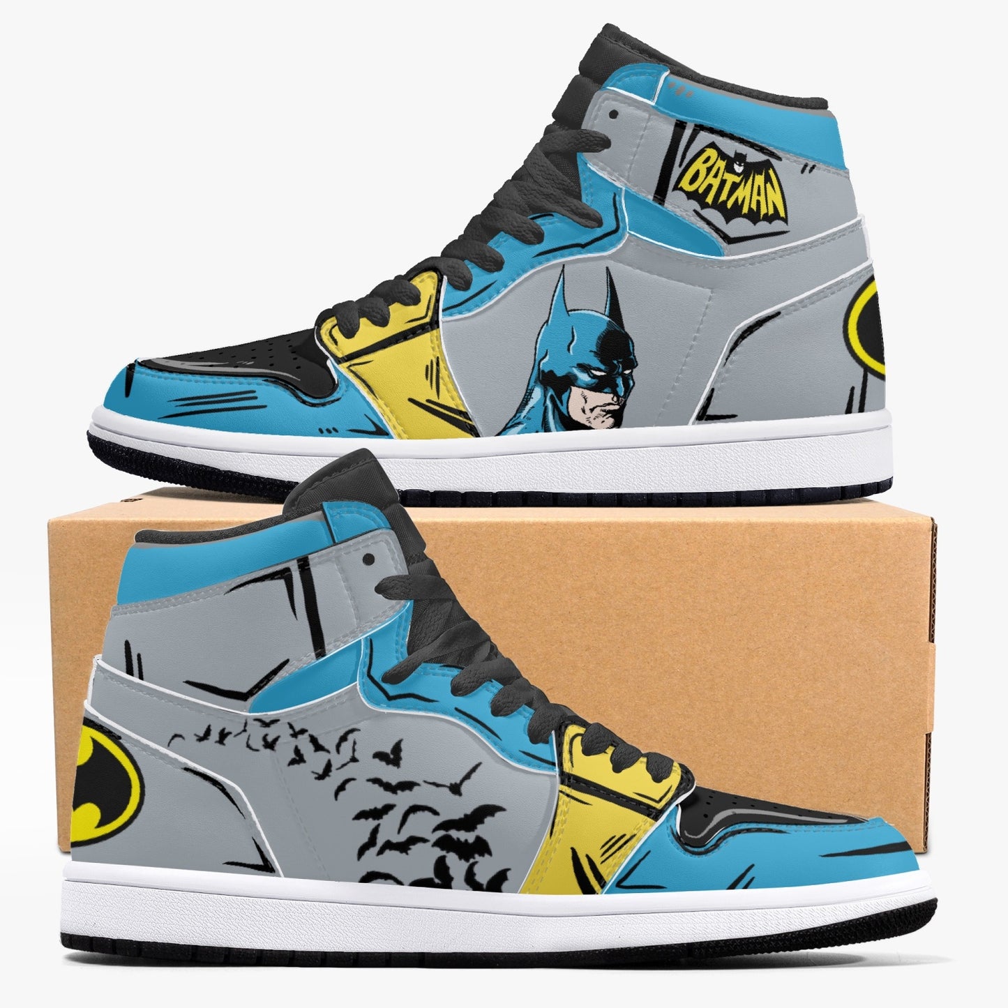 Batman AJ1 Black High-Top Leather Sneakers