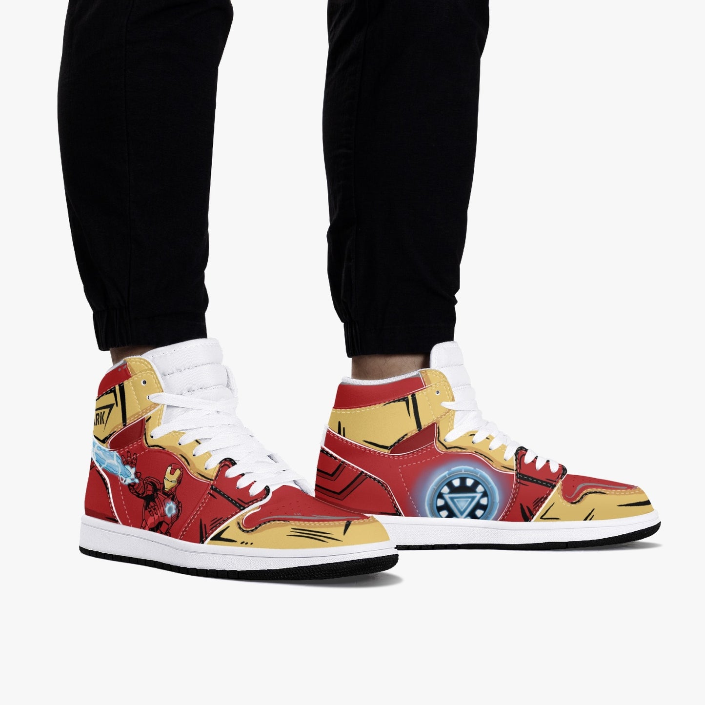 Iron Man AJ1 Black High-Top Leather Sneakers