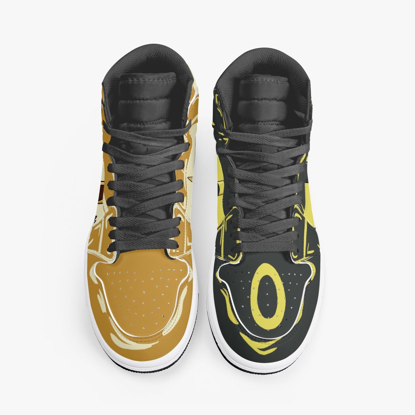 Eevee/Umbreon AJ1 Black High-Top Leather Sneakers