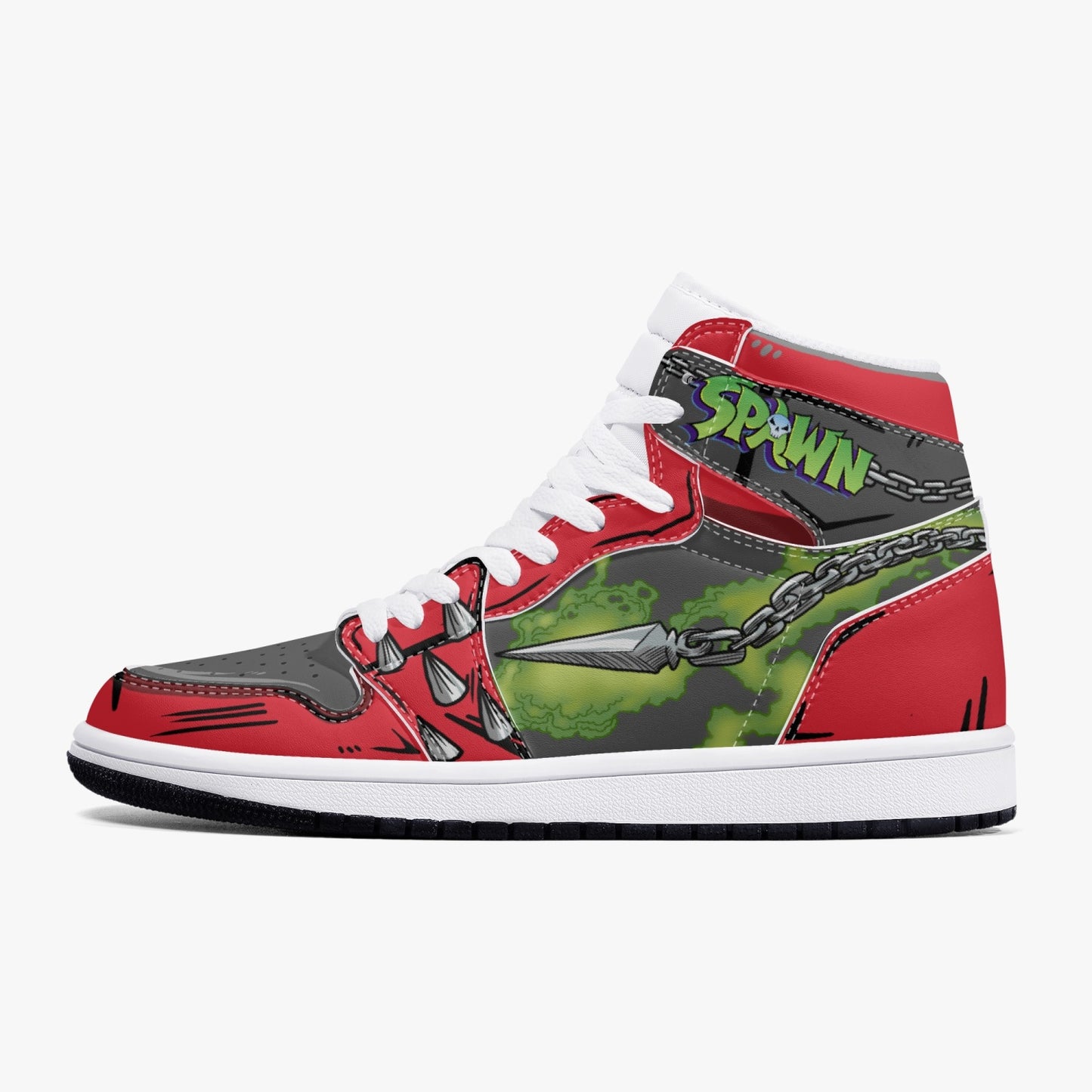 Spawn AJ1 Black High-Top Leather Sneakers