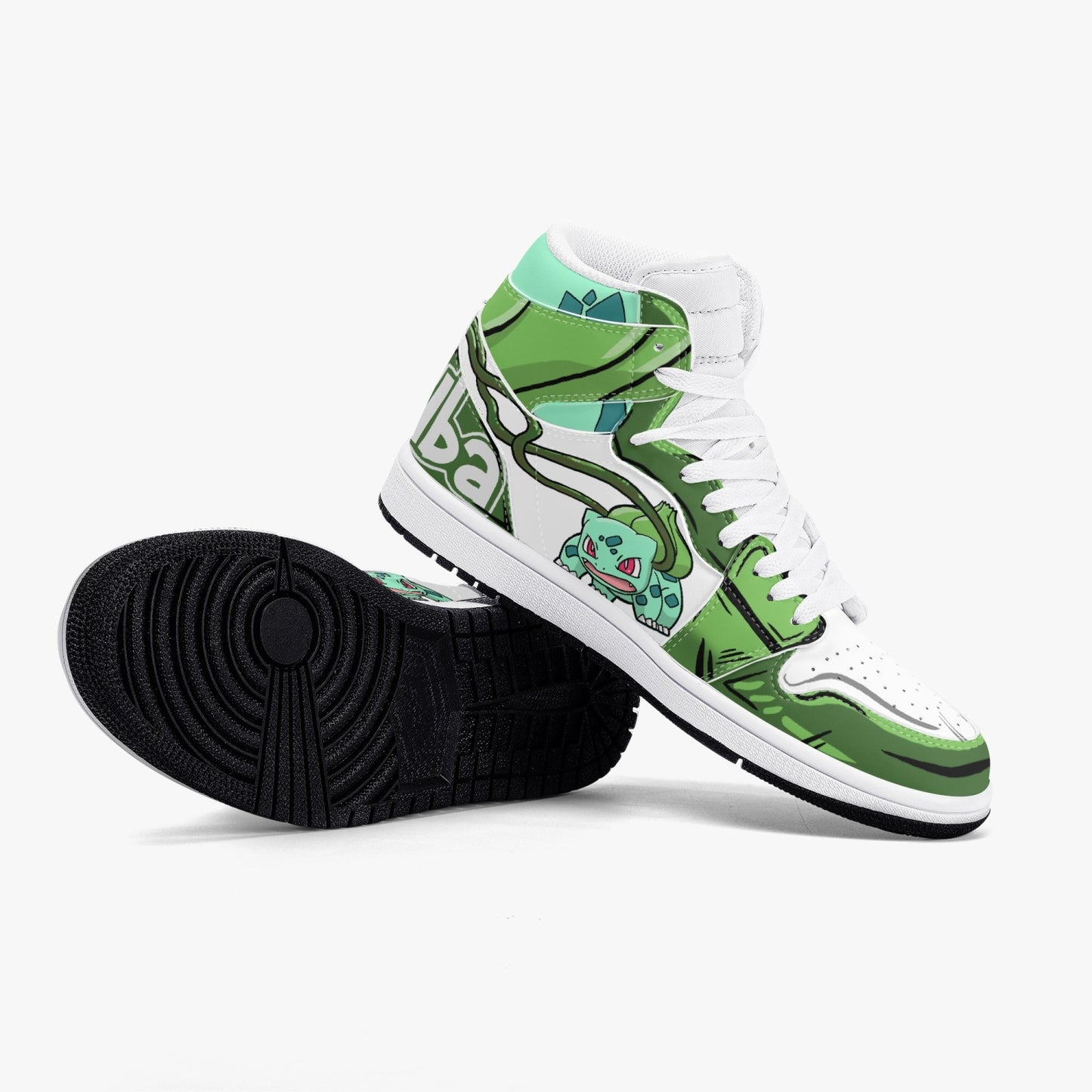 Bulbasaur AJ1 Black High-Top Leather Sneakers