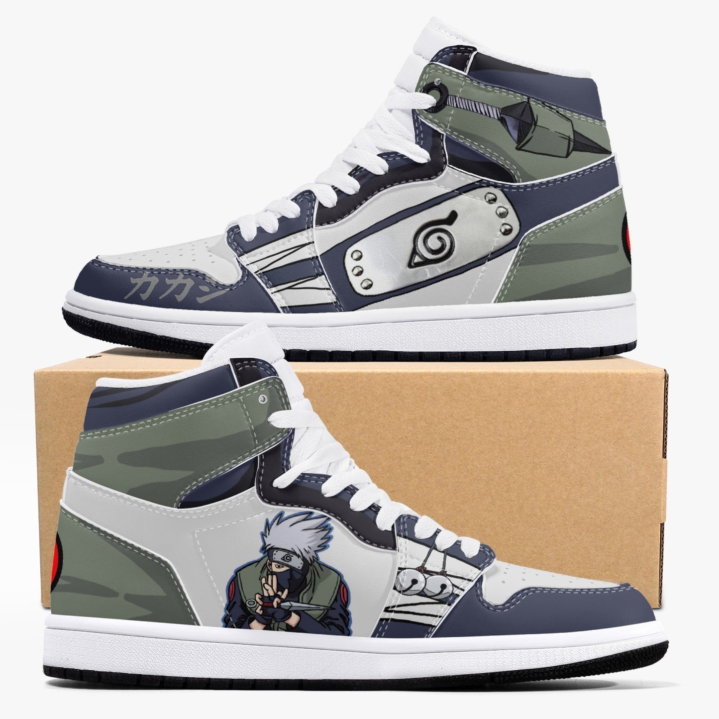 Kakashi AJ1 Black High-Top Leather Sneakers