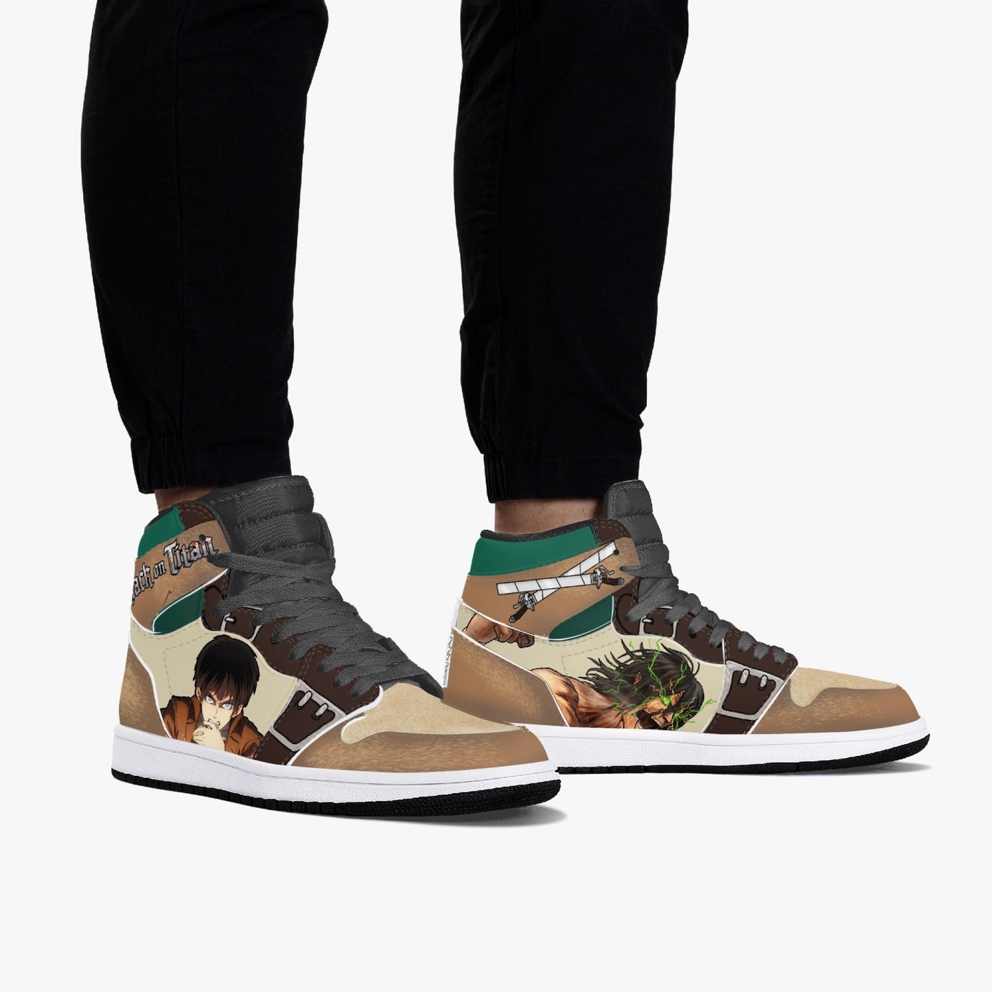 Eren Yeager Attack on Titan AJ1 Black High-Top Leather Sneakers