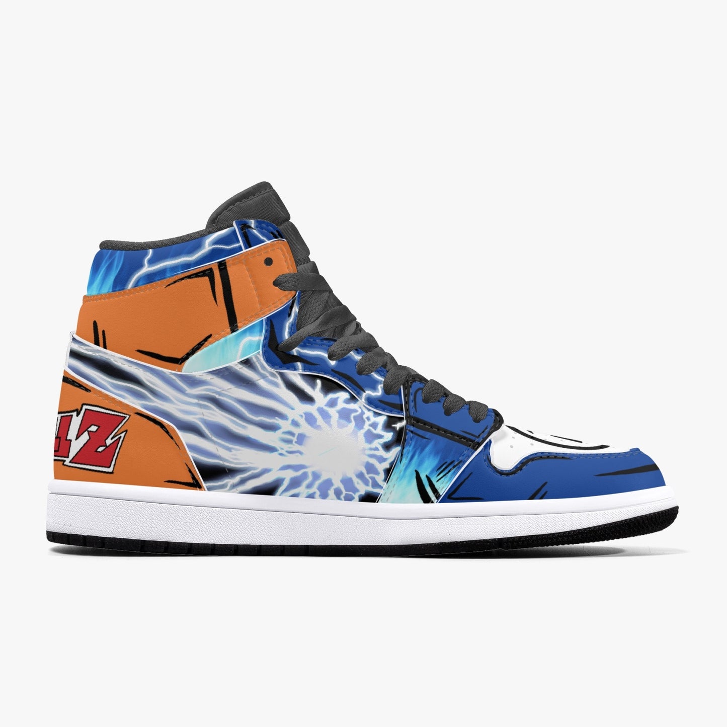 Goku Blue AJ1 Black High-Top Leather Sneakers