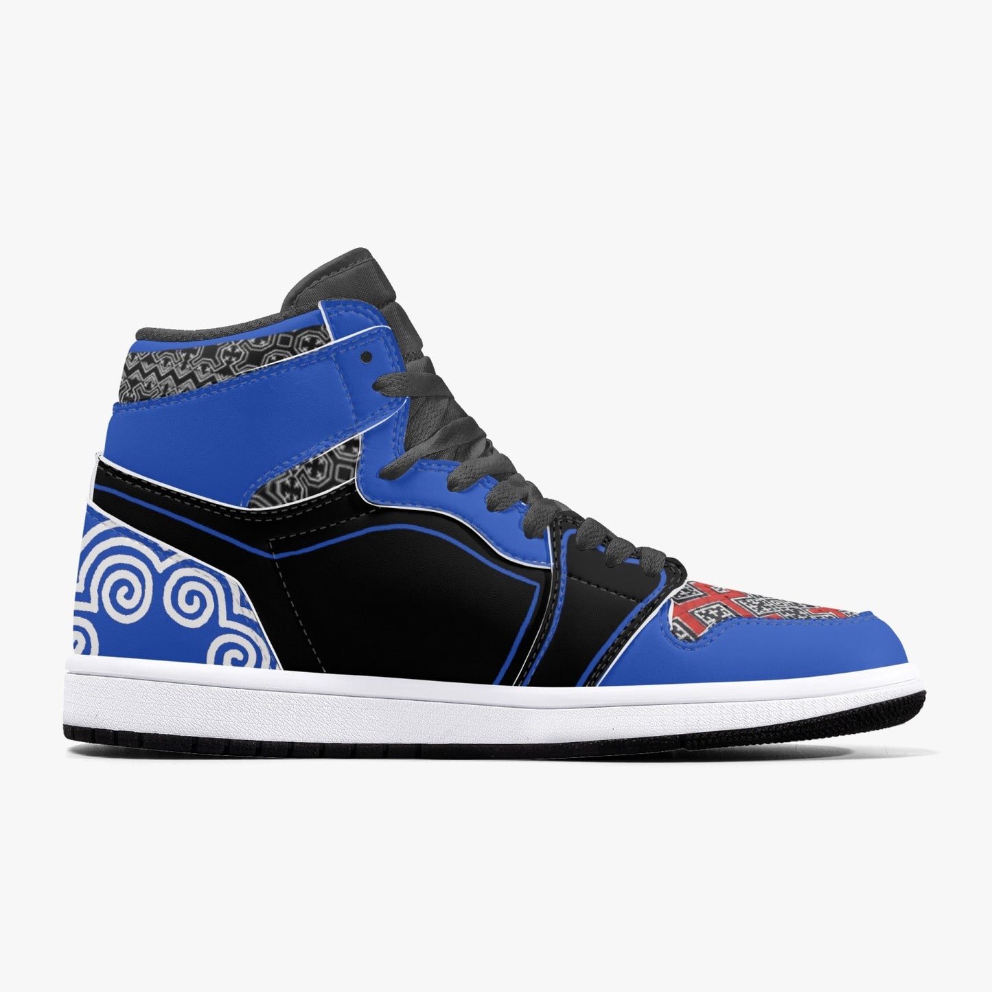 Hmong Inspired  v3 AJ1 Black High-Top Leather Sneakers