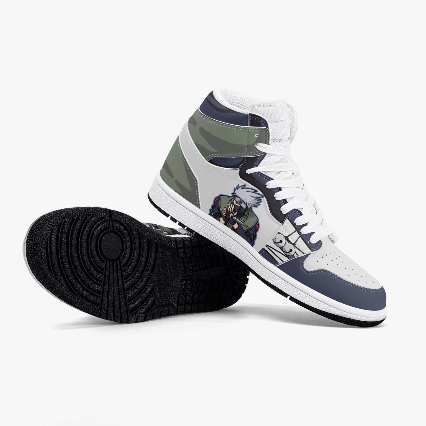 Kakashi AJ1 Black High-Top Leather Sneakers