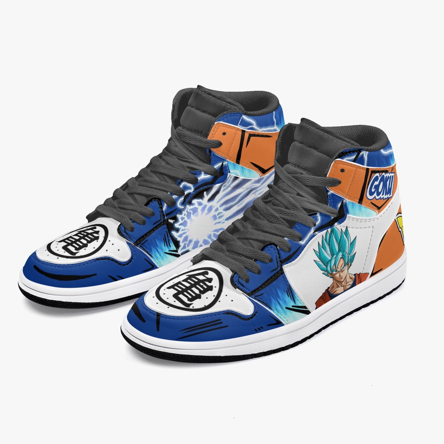 Goku Blue AJ1 Black High-Top Leather Sneakers