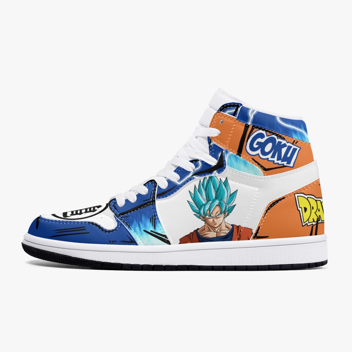 Goku Blue AJ1 Black High-Top Leather Sneakers