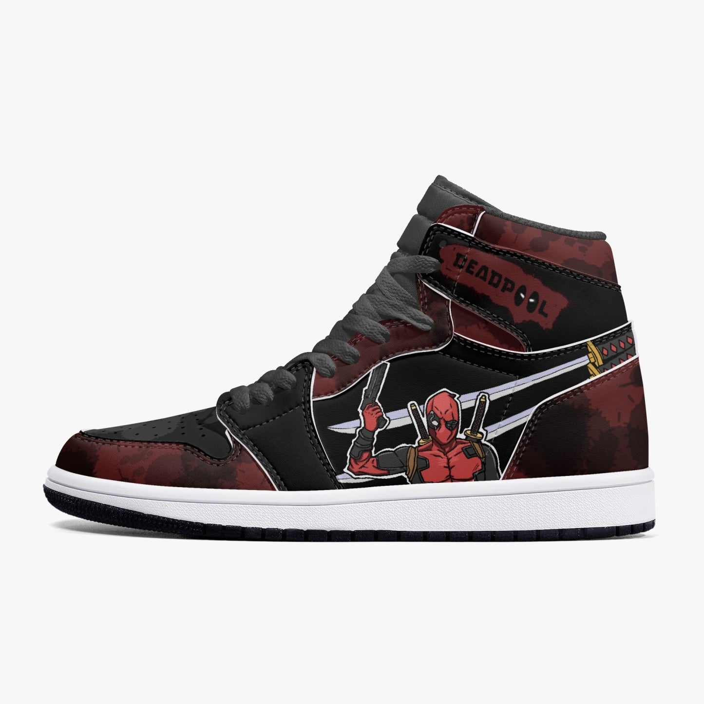 Deadpool AJ1 Black High-Top Leather Sneakers