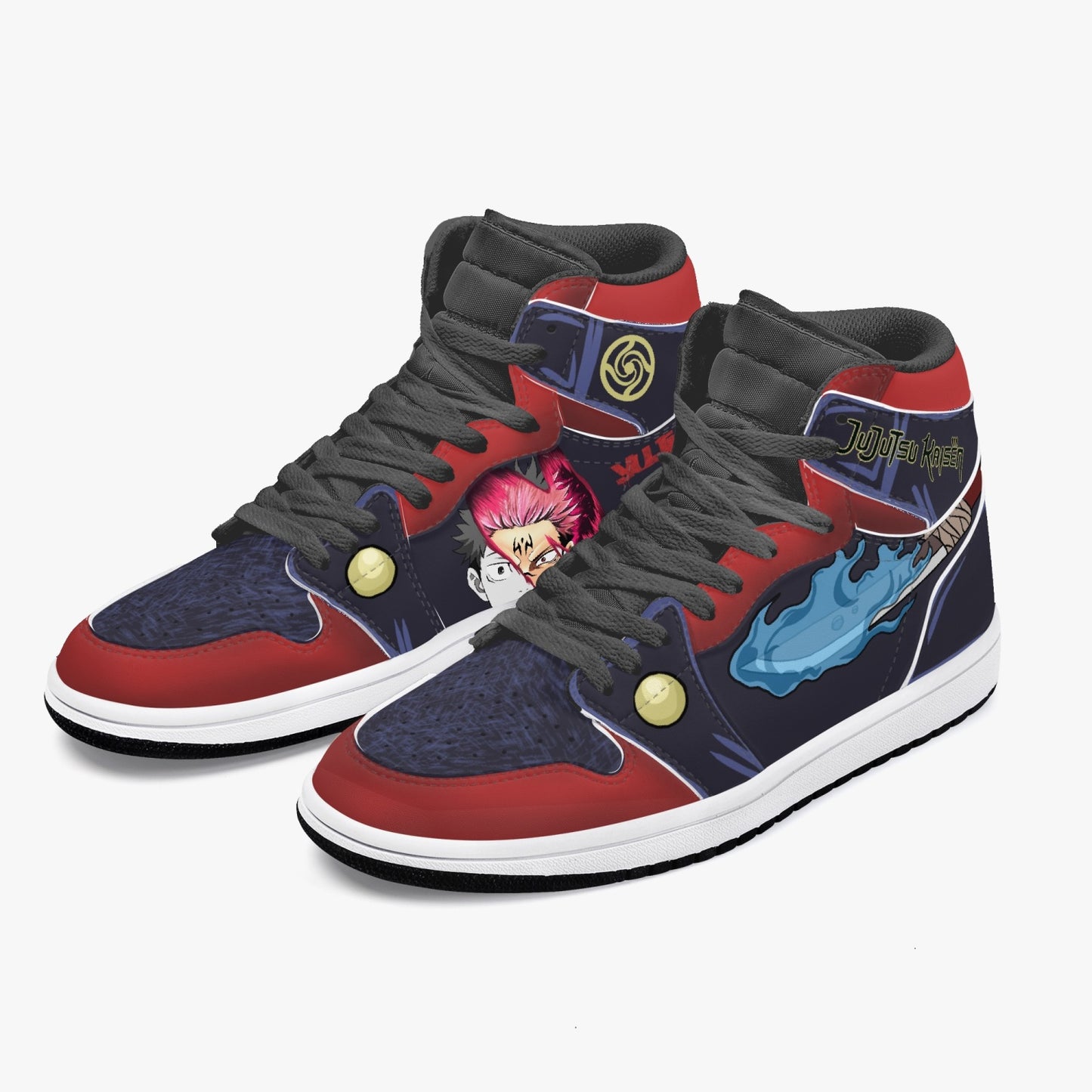 Jujutsu kaisen yuji Itadori AJ1 Black High-Top Leather Sneakers