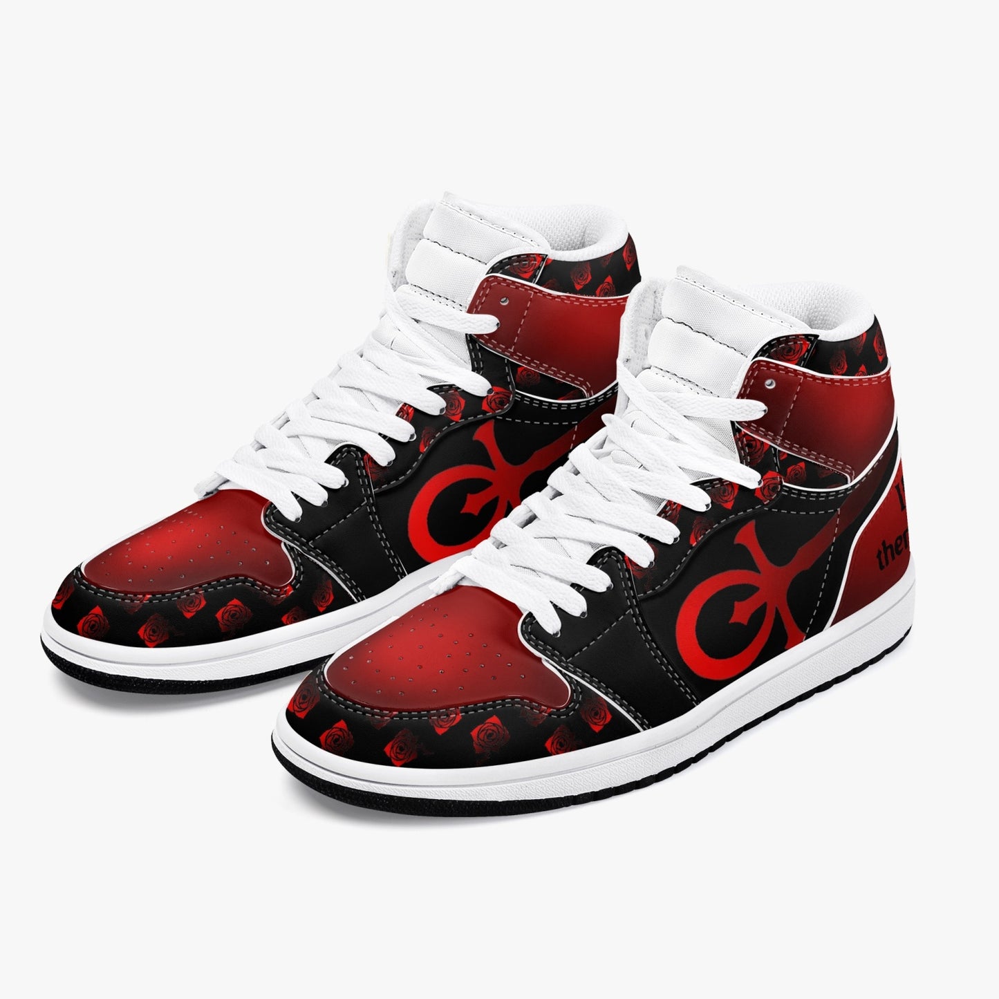 Custom Vampire AJ1 Black High-Top Leather Sneakers